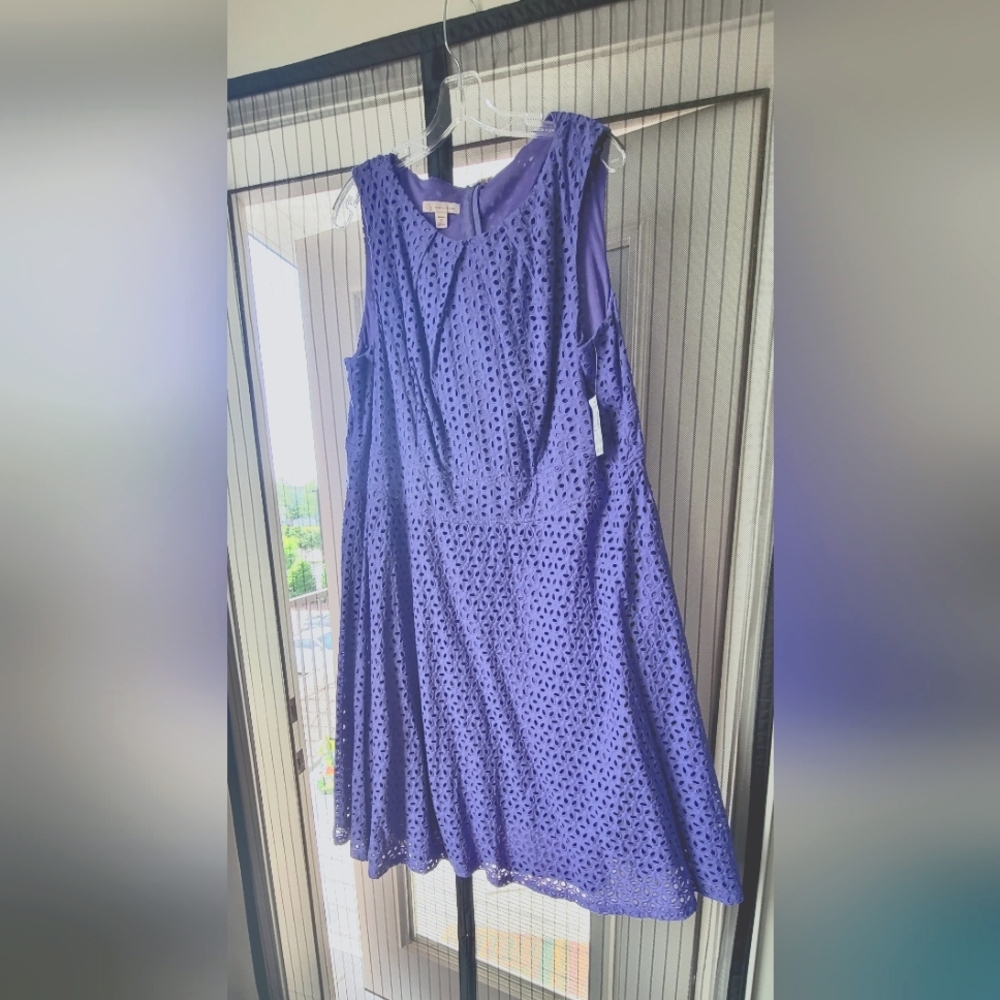 Dress Barn Lavender Eyelet Midi Dress